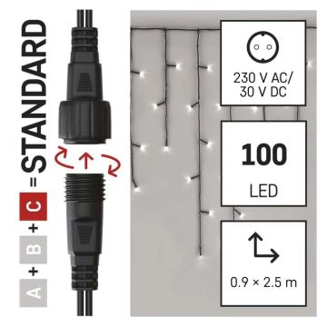 Instalație LED de Crăciun de exterior 100xLED/2,5x0,9m IP44 alb rece