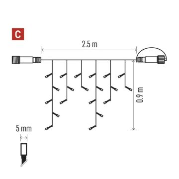 Instalație LED de Crăciun de exterior 100xLED/2,5x0,9m IP44 alb rece