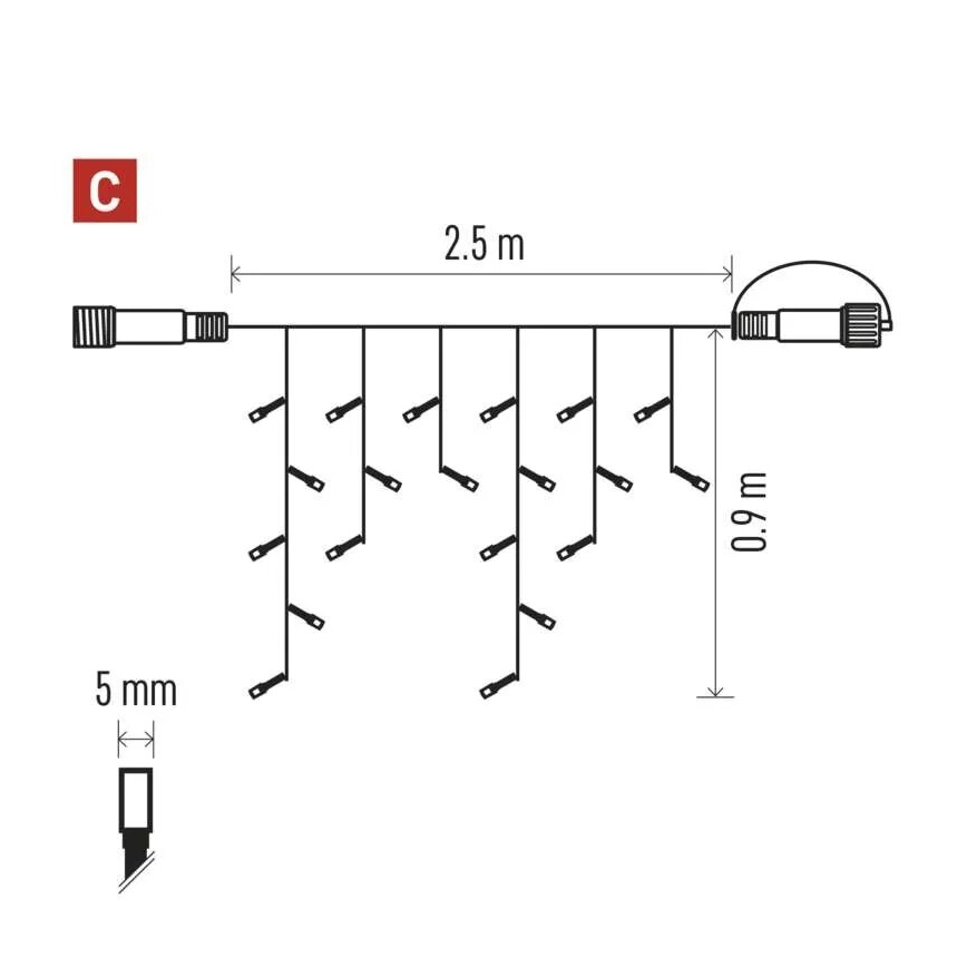 Instalație LED de Crăciun de exterior 100xLED/2,5x0,9m IP44 alb rece