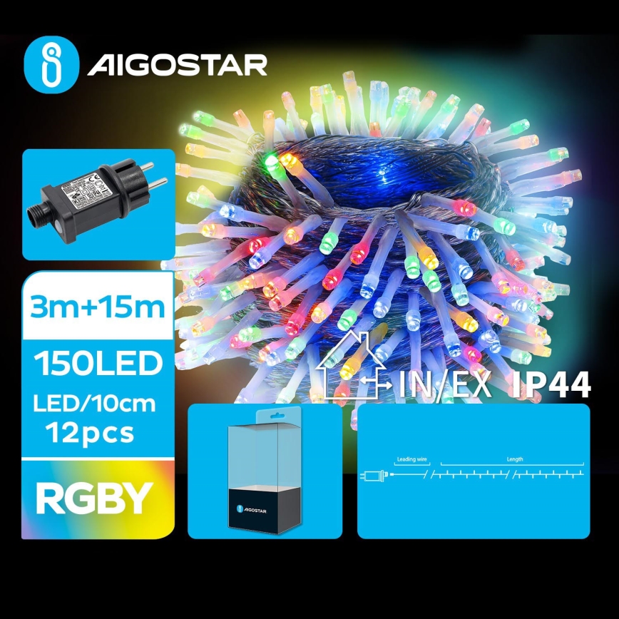 Instalație LED de Crăciun de exterior 150xLED/8 funcții 18m IP44 multicolor Aigostar