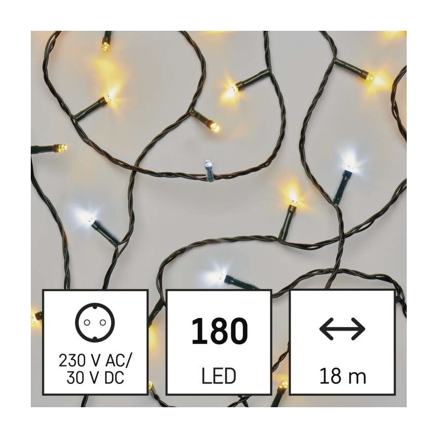 Instalație LED de Crăciun de exterior 180xLED/2 funcții 23m IP44 alb cald/rece