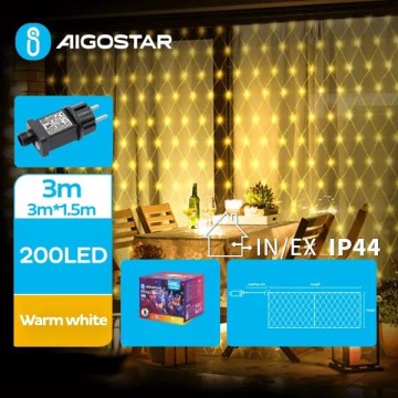 Instalație LED de Crăciun de exterior 200xLED/8 funcții 6x1,5m IP44 alb cald Aigostar