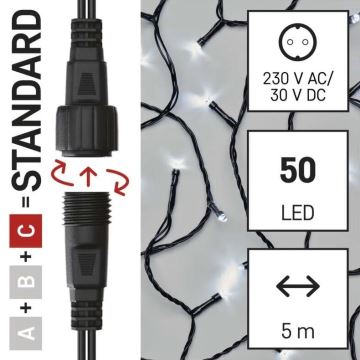 Instalație LED de Crăciun de exterior 50xLED/5m IP44 alb rece