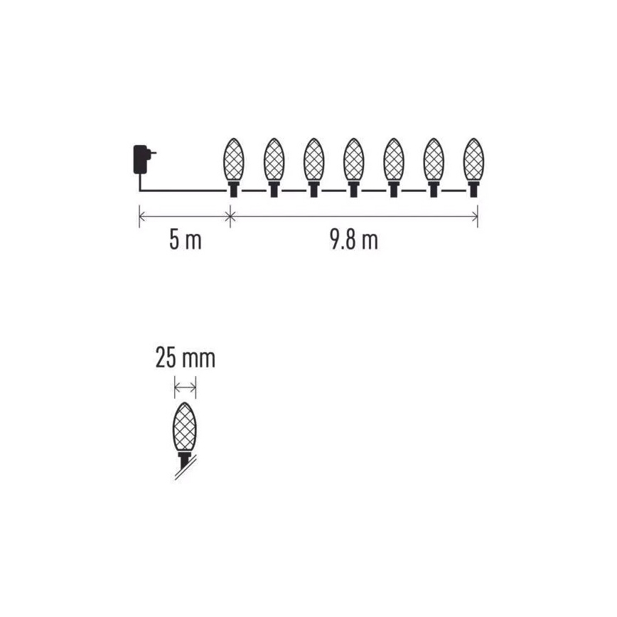 Instalație LED de Crăciun de exterior 50xLED/8 funcții 14,8 m IP44 alb cald