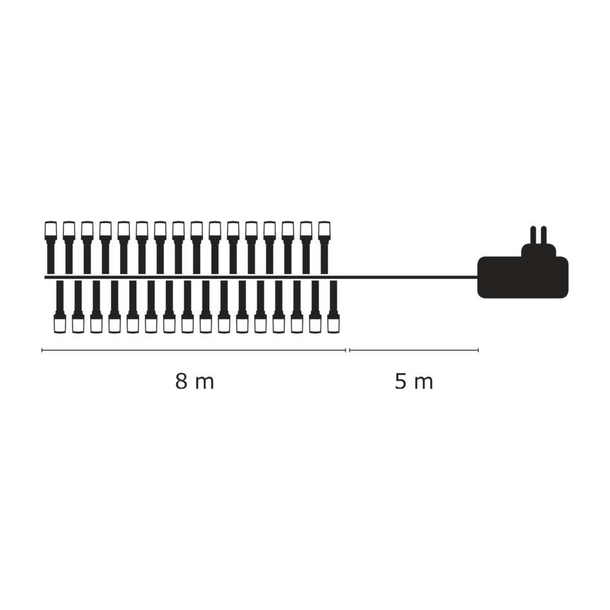 Instalație LED de Crăciun de exterior 80xLED/13m IP44 alb cald