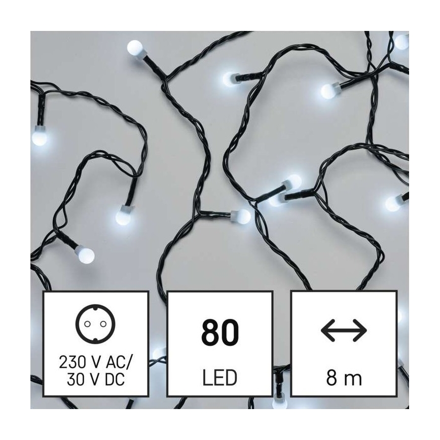 Instalație LED de Crăciun de exterior 80xLED/13m IP44 alb rece