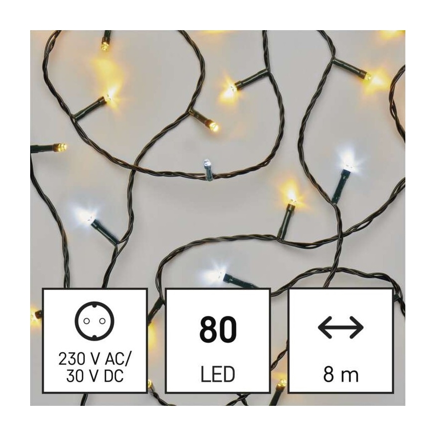 Instalație LED de Crăciun de exterior 80xLED/2 funcții 13m IP44 alb cald/rece