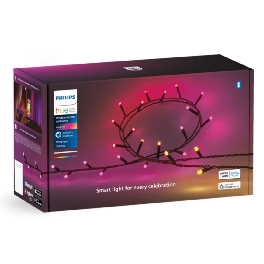 Instalație LED RGBW dimabilă de exterior de Crăciun Philips HUE WHITE AND COLOR AMBIANCE 250xLED 24,4 m 2000-6500K IP54