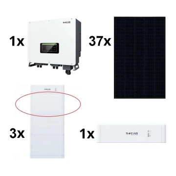 Kit solar SOFAR Solar: panou 14,8kWp RISEN Full Black + invertor 15kW SOLAX 3p + baterie 15kWh SOFAR cu unitate de control a bateriei