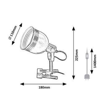 Lampă cu clemă 1xE14/25W/230V bej Rabalux