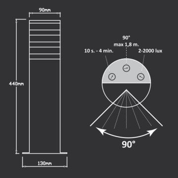 Lampă de exterior cu senzor TEKSAS 1xE27/12W/230V IP44 44 cm