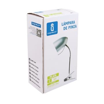 Lampă de masă cu clemă 1xE27/11W/230V argintie/crom Aigostar