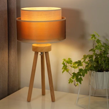 Lampă de masă Duolla WOOD BOHO 1xE27/15W/230V cupru/maro/bej