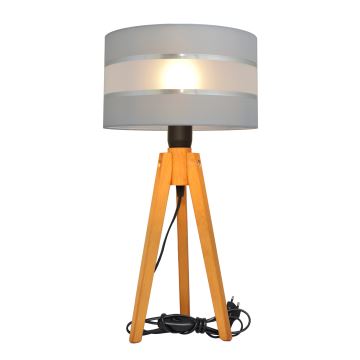 Lampă de masă HELEN 1xE27/60W/230V gri/crom/stejar