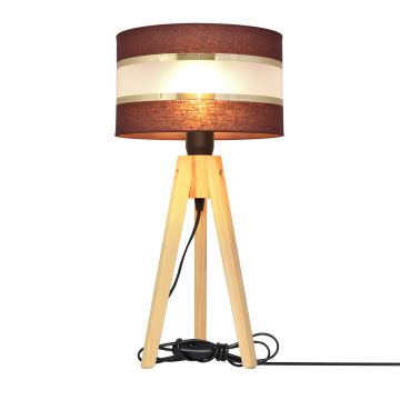 Lampă de masă HELEN 1xE27/60W/230V maro/auriu/pin