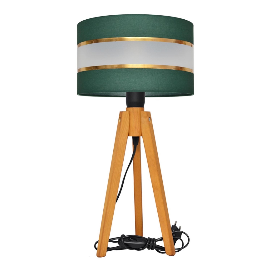 Lampă de masă HELEN 1xE27/60W/230V verde/auriu/stejar