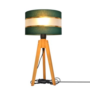 Lampă de masă HELEN 1xE27/60W/230V verde/auriu/stejar