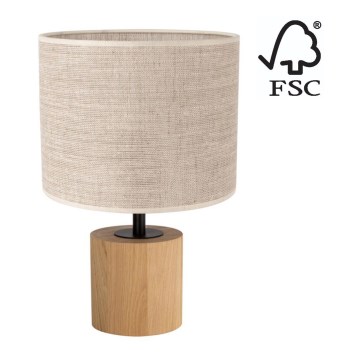 Lampă de masă KRETA 1xE27/25W/230V stejar/bej – certificat FSC