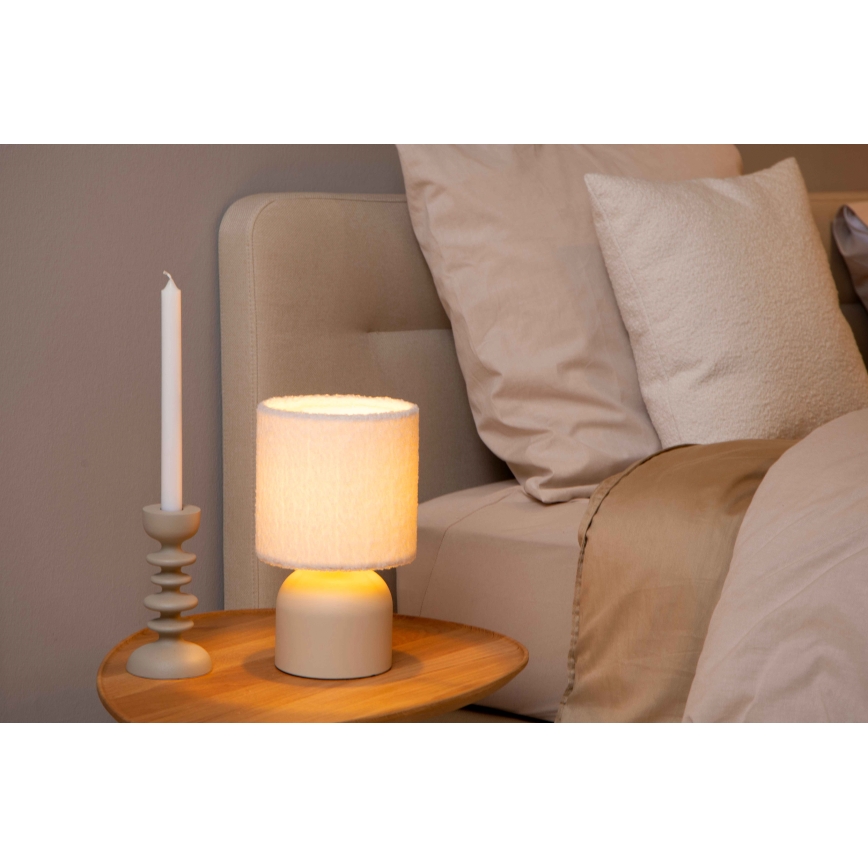 Lampă de masă Lucide 10516/01/38 WOOLLY 1xE14/40W/230V crem