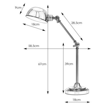 Lampă de masă PORTLAND 1xE27/40W/230V crom lucios Markslöjd 108583