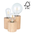 Lampă de masă VINCENT 3xE27/15W/230V stejar – certificat FSC