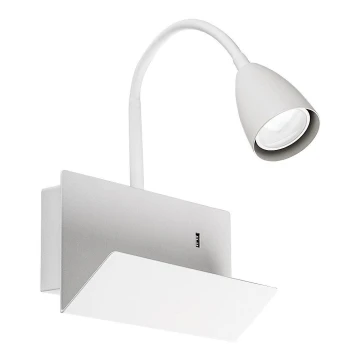 Lampă de perete cu raft și port USB Rabalux 1xGU10/25W/230V alb