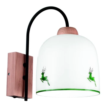 Lampă de perete NONNA 1xE27/60W/230V căprioară stejar/alb/verde Kolarz A1352.61.G.100