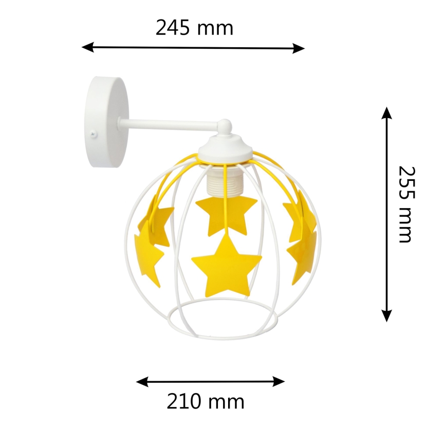 Lampă de perete pentru copii STARS 1xE27/15W/230V galben/alb