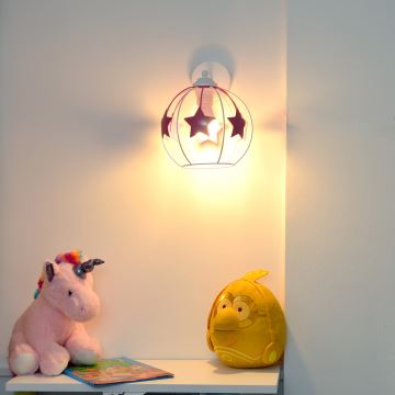 Lampă de perete pentru copii STARS 1xE27/15W/230V roz/alb