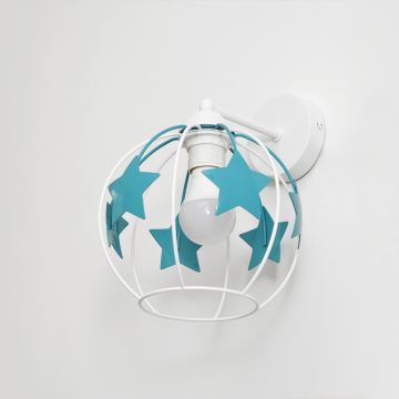 Lampă de perete pentru copii STARS 1xE27/15W/230V turcoaz/alb