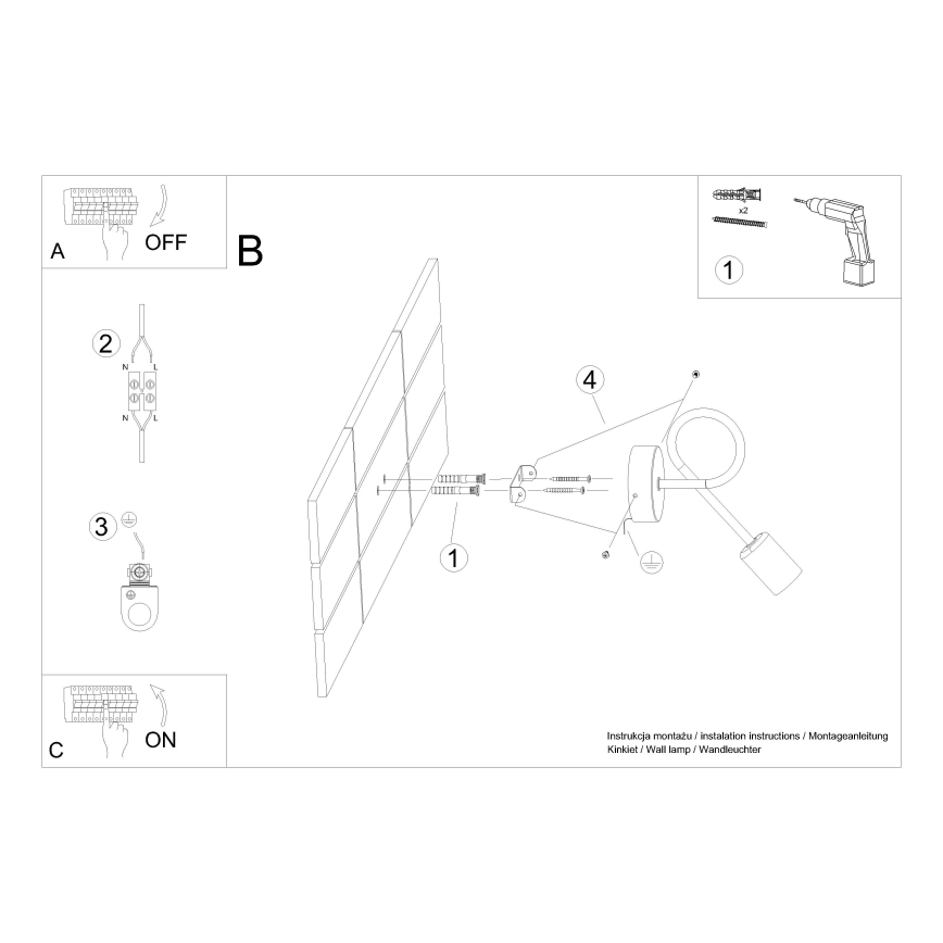 Lampă de perete LOOP 1xE27/15W/230V alb