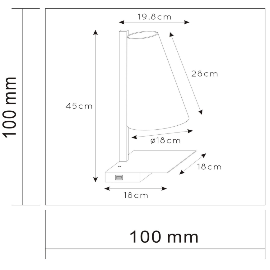 Lampă dimabilă de masă Lucide 30295/01/30 GREGORY 1xE27/60W/230V USB negru