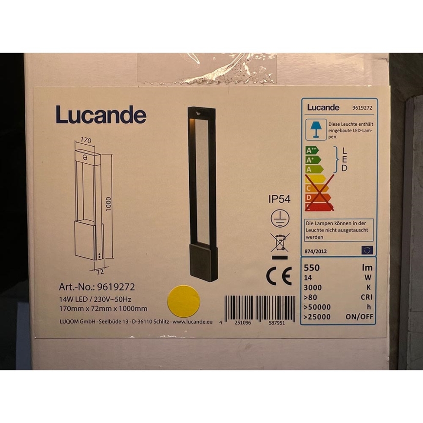 Lampă LED de exterior cu senzor TEKIRO LED/14W/230V IP54 Lucande