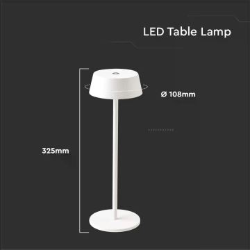 Lampă LED de masă de exterior dimabilă tactilă LED/2W/5V 4400 mAh IP54 albă