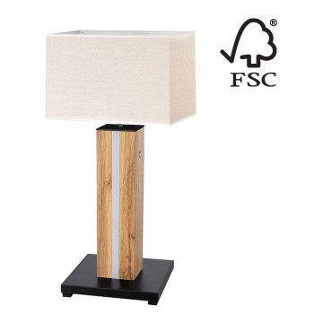 Lampă LED de masă FLAME 1xE27/40W + LED/4,6W/230V oak – certificat FSC