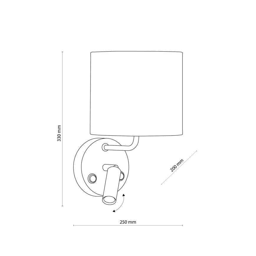 Lampă LED de perete RICHI 1xE27/15W/230V + LED/3W/230V neagră