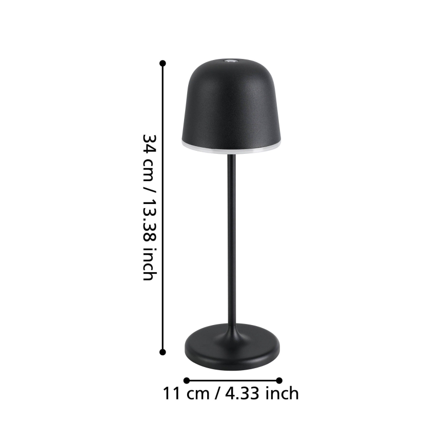 Lampă LED reîncărcabilă dimabilă de exterior LED/2,2W/5V 1800mAh negru IP54 Eglo