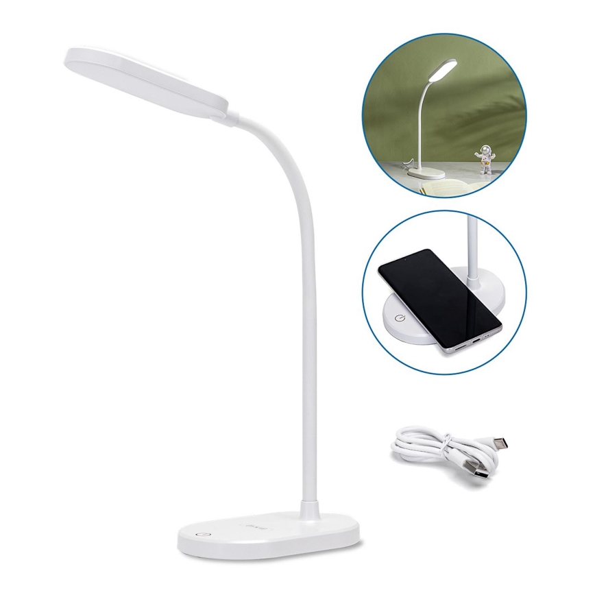 Lampă LED dimabilă de masă cu funcție de încărcare fără fir Aigostar LED/2,5W/5V alb