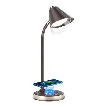 Lampă LED dimabilă de masă cu încărcare fără fir FINCH LED/9W/12/230V antracit/auriu