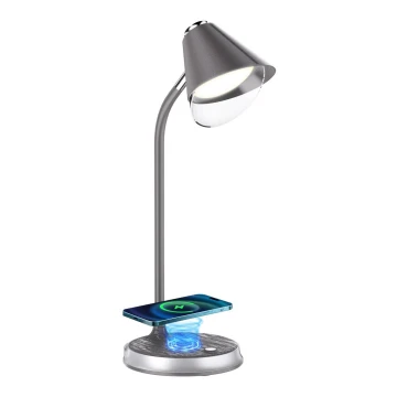 Lampă LED dimabilă de masă cu încărcare fără fir FINCH LED/9W/12/230V gri/crom