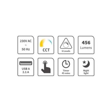 Lampă LED dimabilă de masă cu USB LED/9W/230V 3000K/4000K/5500K alb