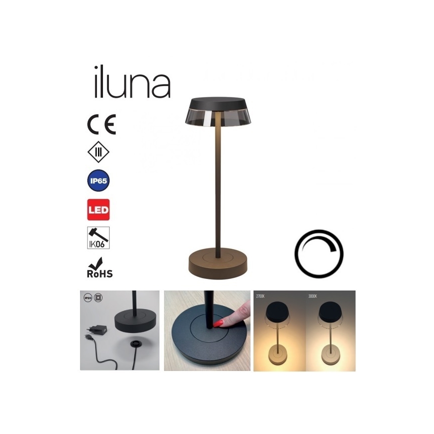 Lampă LED tactilă dimabilă de masă Redo 90312 ILUNA LED/2,5W/5V 2700-3000K 3000 mAh IP65 negru