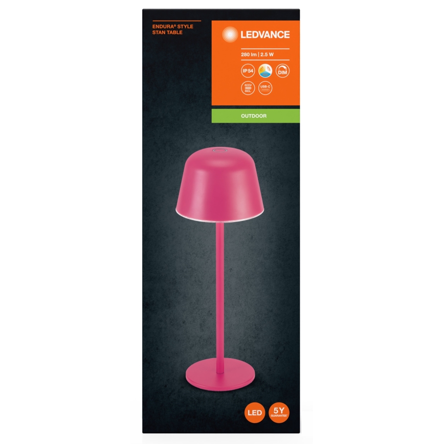 Lampă LED dimabilă reîncărcabilă de masă Ledvance TABLE LED/2,5W/5V IP54 roșu