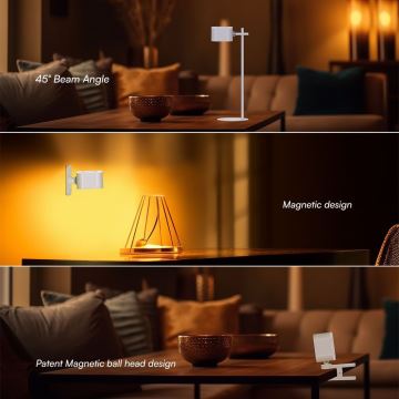 Lampă LED reîncărcabilă magnetică dimabilă de masă 4 în 1 LED/3W/5V 3000-6000K 1800 mAh alb