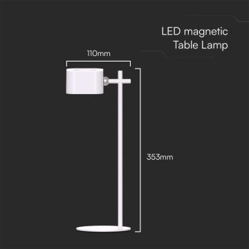 Lampă LED reîncărcabilă magnetică dimabilă de masă 4 în 1 LED/3W/5V 3000-6000K 1800 mAh alb