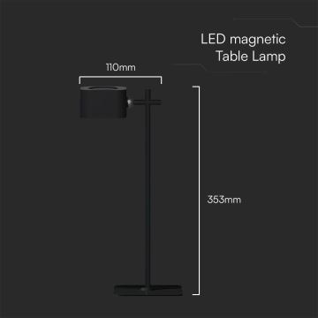 Lampă LED reîncărcabilă magnetică dimabilă de masă 4 în 1 LED/3W/5V 3000-6000K 1800 mAh negru