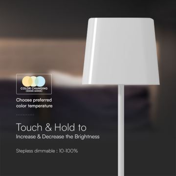 Lampă LED reîncărcabilă tactilă magnetică dimabilă de masă LED/5W/5V 3000-6000K 3600 mAh IP65 alb