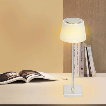 Lampă LED reîncărcabilă dimabilă de exterior de masă Aigostar LED/4W/5V 3600mAh alb/crom IP54