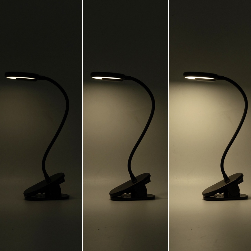 Lampă LED reîncărcabilă dimabilă de masă cu clemă Aigostar LED/2,5W/5V 1800mAh negru