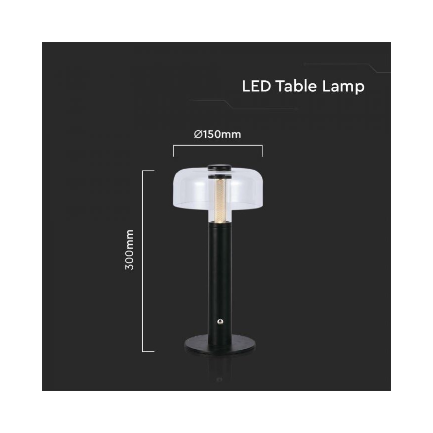Lampă LED reîncărcabilă tactilă dimabilă de masă LED/1W/5V 3000K 1800 mAh negru